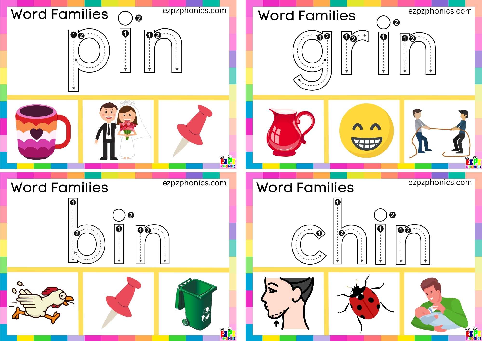 Word Family In Clip Cards Trace The Word And Clip The Correct Image ...